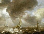 Bonaventura Peeters Dutch Ferry Boats in a Fresh Breeze oil painting reproduction